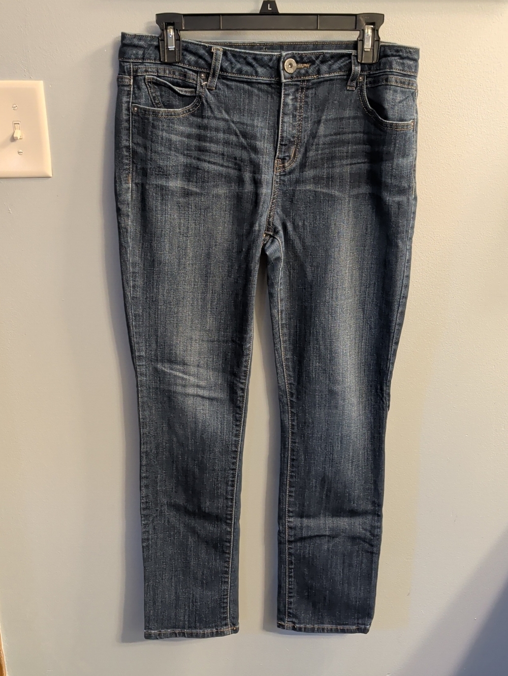 🍉Simply Vera Vera Wang Mid-Rise Skinny Jeans in Dark Blue Wash